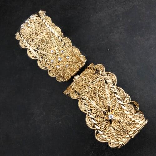 Trendy Gold Color Bangles For Women Luxury French Jewelry Flower Bracelets Girl Party Ornament Bridal Bracelets Bangles Design