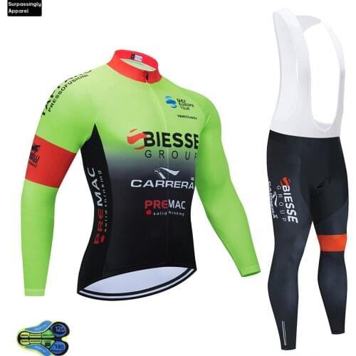 2019 Pro Mens Team BIESSE Cycling Jersey Pants Set Autumn Ropa Ciclismo 12D Gel Pad Cycling Wear Bicycle Clothing Suit