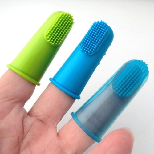 Natural Silicone Pet Finger Toothbrush Soft Cat And Dog Dental Care Cleaning Products Anti-Bite Cleaning Toys Pet Supplies