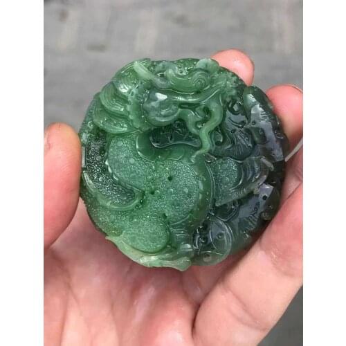 Natural 7A hetian jade Hand-Carved jade dragon jade green jade pendant necklace pendants jewelry jade necklaces