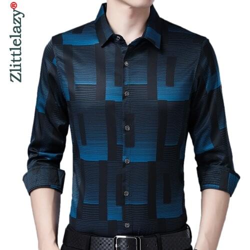 2020 new long sleeve men formal social shirt streetwear casual striped shirts dress mens slim regular fit clothes fashions 90875