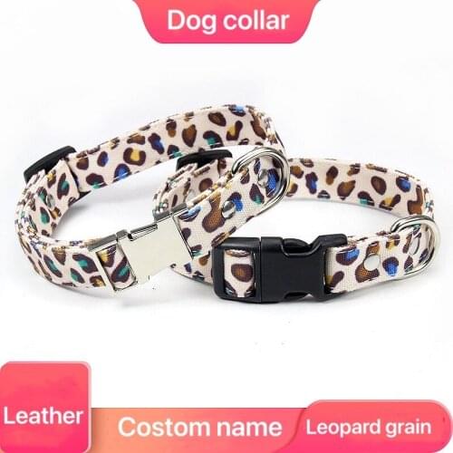 Dog Collars Personalized Custom Leather Pet Leash Name ID Tags For Small Medium Large Dog Pitbull Bulldog Beagle Correa Supplies