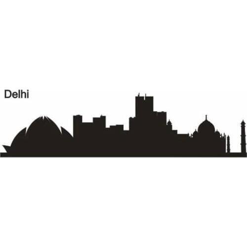 DELHI City Decal Landmark Skyline Wall Stickers Sketch Decals Poster Parede Home Decor Sticker