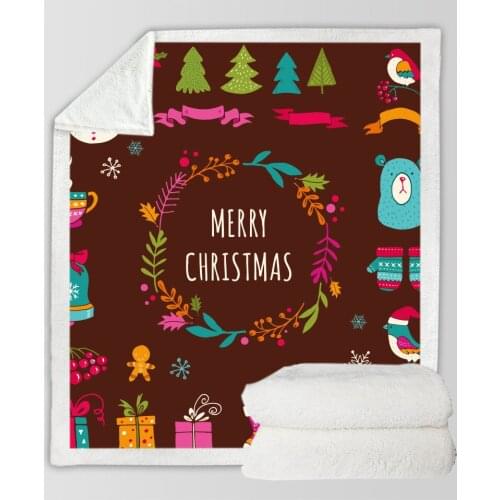 Christmas 3D Digital Printing Thick Blanket Layer Thick Blanket Sofa Cover Blanket Square Plush Blanket 130*150cm 150*200cm