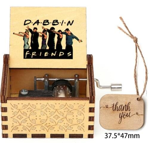 Hot Antique Carved Musical Box Wooden Hand-Cranked 3D Printed Music Box Friends Music Box Christmas Gift Birthday Gift