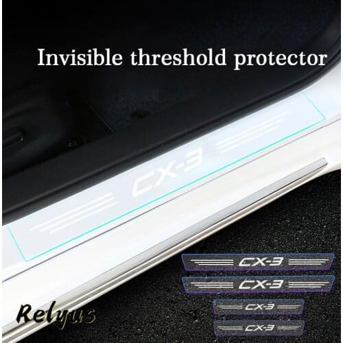 4Pcs Transparent Car Door Sill Protector Threshold Anti-Scratch Protective Film Decorative Stickers For Mazda CX-3 Accessories