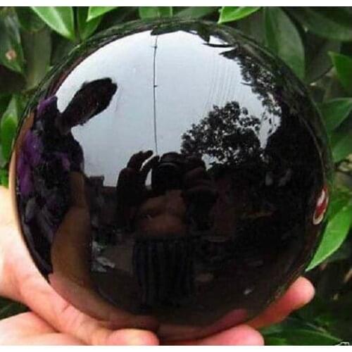 SCY 6680132+++HOT SELL NATURAL OBSIDIAN POLISHED BLACK CRYSTAL SPHERE BALL 100MM + STAND A