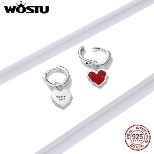 WOSTU Intimate Lover Pendant Earrings Love You 925 Sterling Silver Open Simple Stud Earring Sterling Silver Jewelry Gift BNE484