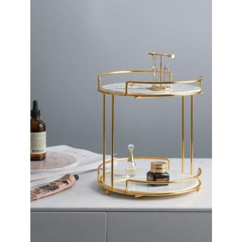 Nordic Vanity Tray Double-deck Cosmetics Storage Tray Creative Dressing Table Desktop Racks Princess Finishing Rack Jewelry Tray