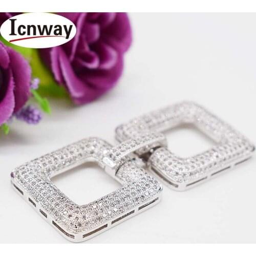 Rhinestone inlay Gold&silver Plated Clasps 2.5*5cm For DIY bracelet necklace Free shipping wholesale