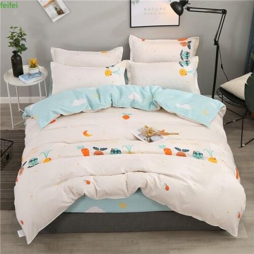 Solid Printed Bedding article Duvet cover 220x240 Queen Full King size Bedding set 4pcs bed linen Bedding 2 persons
