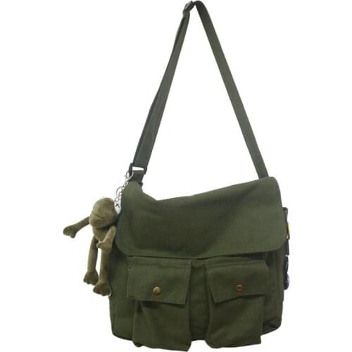 Thickened Canvas Shoulder Bag Student Postman Female Wear-resistant Canvas Bag Crossbody Bags Japanese-style Handbags For Women