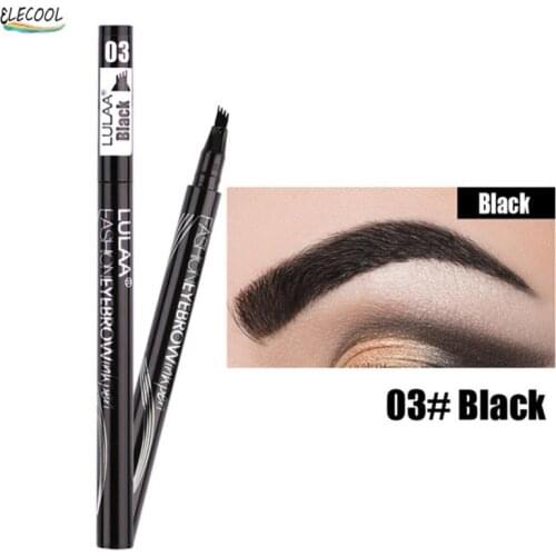 ELECOOL Waterproof Natural Eyebrow Pen Four-claw Eye Brow Tint Makeup Three Colors Eyebrow Pencil Brown Black Grey Cosmetics