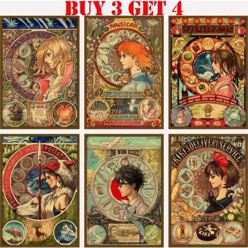 Japanese "Spirited Away" "Princess Mononoke" "My Neighbor Totoro" Wall Sticker Decor For Home Bar Cafe Forkid Room