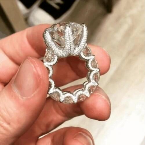 Vintage Big Flower 925 Sterling Silver ring Pave AAAAA cz Stone Luxury Engagement Wedding Band Rings for women Statement Jewelry