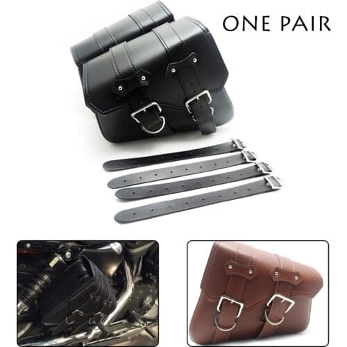 1 Pair Black Motorcycle Saddlebags Throw Under Seat Side Tools Bag Pouch for Harley-Davidson Touring Cruiser Motorbike