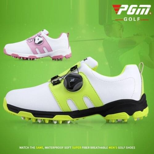2020 PGM Children Girls Golf Shoes Boys Waterproof Sports Golf Sneakers Kids Rotating Shoeslace Non-slip Shoes Trainers