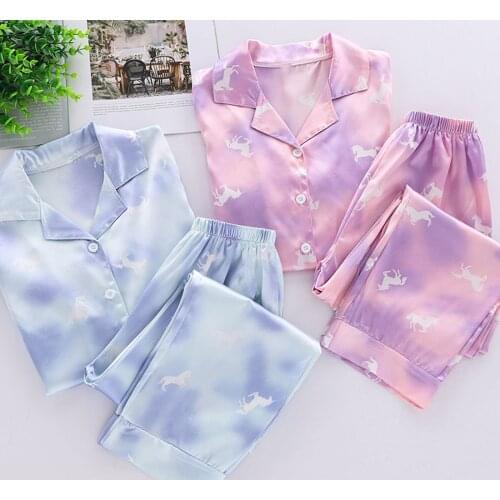 2021 Spring Summer Autumn Clothing Sets For Boys Girls 2-Piece Coat Style Cotton Pajama Pyjamas Set Tie-dye Homewear Loungewear