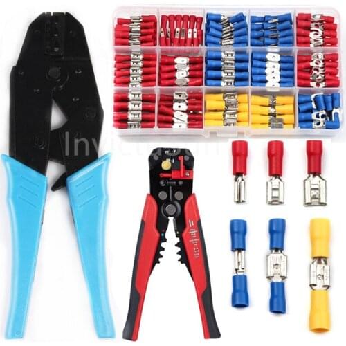 280PCS nsulated Cable Connector Electrical Wire Crimp Spade Butt Ring Fork Ring Lugs Rolled Terminals Crimper Plier Tool Kit