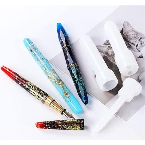 4pcs/Set DIY Fountain Pen Epoxy Resin Mold Cylinder Pen Silicone Mold UV Resin Crafts Making Tools Handmade Crafts