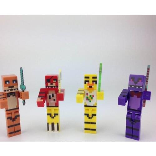 4PCS Plastic PVC Set Game FNAF Building Figurine Toy Fox Golden Freddy Bear DIY Kids Collections Toy
