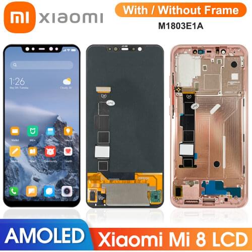 6.21'' Original Display For Xiaomi Mi 8 Touch Screen Digitizer Assembly With Frame For Xiaomi Mi8 Replacement Repair parts