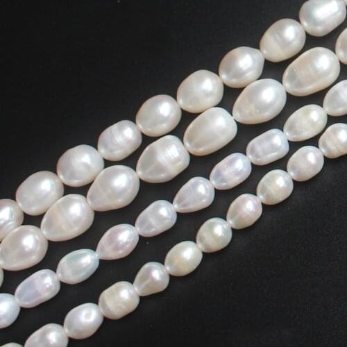 8-13mm Natural Freshwater pearl oval Loose beads 14inch, For DIY Jewelry Making, pendant,necklace