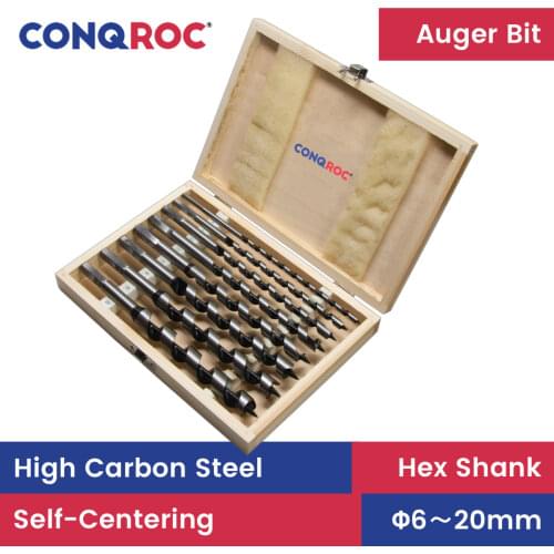 8 Pieces 230mm Hex Shank Brad Point Drill Bits Set SDS Auger Drill Bits Kit Spiral Wood Drilling Tool