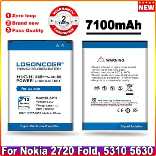 LOSONCOER 6600mAh BL-53YH Battery For LG G3 Battery D858 D855 D857 D859 D850 F400 F460 F470 D830 D851 VS985 Battery
