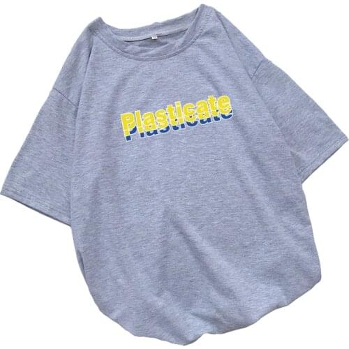 Bangtan Boys Tops Summer New Plasticate Letter Printed Cotton T Shirts Women Korean Kpop Fashion Tee Shirt Femme Casual Clothing