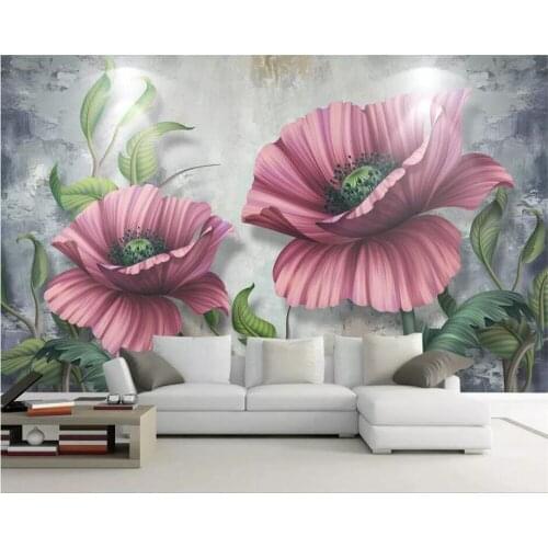Beibehang Custom wallpaper 3D stereo hand-painted flowers Nordic style living room wall decoration painting papel de pared