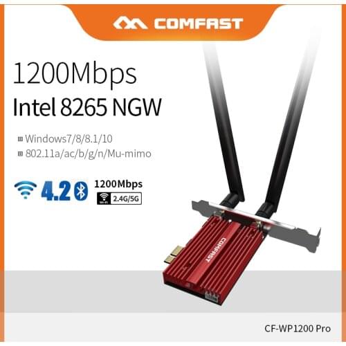 1200Mbps Wireless WiFi Adapter Bluetooth 4.2 Antenna 2*6dbi Intel 8265NGW pcie WiFi Card For Desktop Windows 10