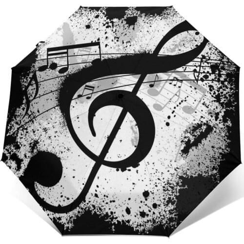 Black Music Note Abstract Windproof Automatic Folding Inverted Umbrella Portable Paraguas for Man Woman