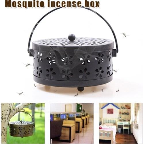 Mosquito Coil Holder Portable Hollow Metal Incense Holder Tray with Lid WXV Sale