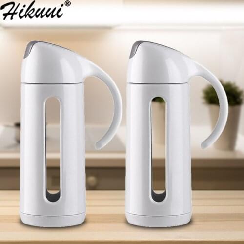 320ML Oil Bottle Dispenser Automatic Flip Vinegar Sauce Pot Glass Container PP Shell Cruet Can for Kitchen Seasoning Cooking