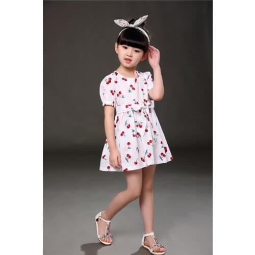 Fashion Explosion Childrens Clothing Boutique Girl Print Cherry Blossom Pattern Female Baby Comfort Princess Cotton Tie Lace Dr