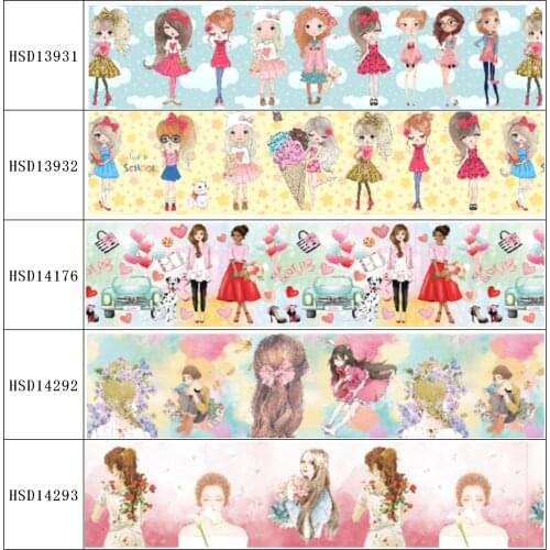 HuangTao 22MM 25MM 38MM 50MM 75mm Printed Pattern on Grosgrain Ribbon for diy ribbon