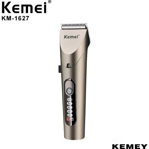 Kemei Professional Rechargeable Hair Trimmer Electric Waterproof Hair Clipper Mens LED Wireless Hair Cutting Machine KM-1627