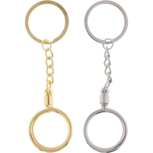 Metal Key Chain Souvenir Bitcoin Commemorative Coin Keyring Pendant 25mm, Silver & Golden, Metal Material