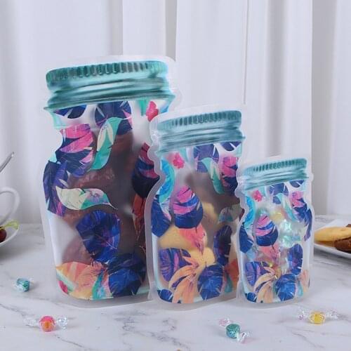 Reusable Mason Jar Bags Zipper Nuts Bottles Cookies Candy Snacks Food Storage Bags Kitchen Freezer Portable Travel Organizer