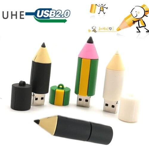 Cartoon pencil usb flash drive pen drive 4GB 8GB 16GB 32GB 64GB memory stick cute eyebrow pen real capacity pendrive gifts cle