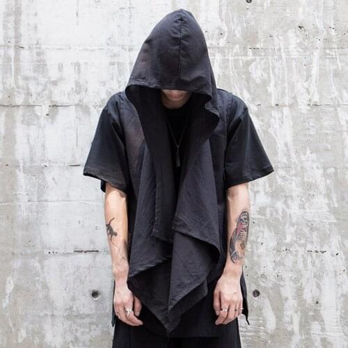 Mens summer new irregular design classic dark personality simple cotton linen cut leisure waistcoat