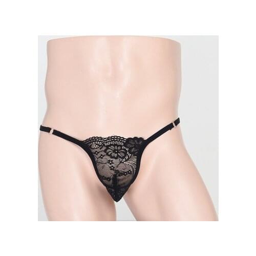 2018 new Men Floral Lace Bikini Briefs Underwear Underpants Wetlook Briefs Panties for Sexy Intimates jockstrap gay underwear