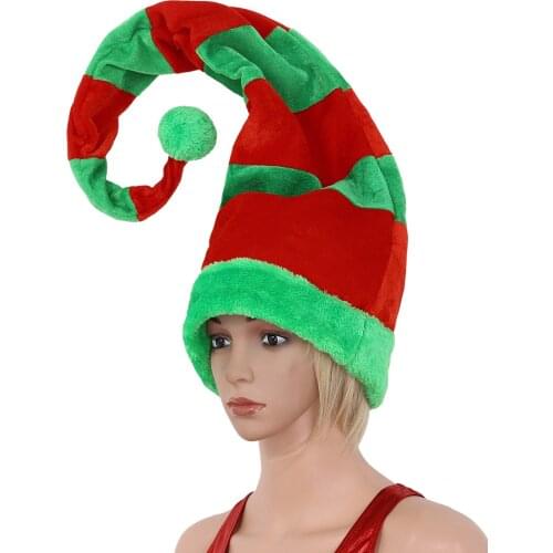 Novelty Christmas Hats Funny Long Bendable Striped Plush Christmas Clown Hat for Holiday Theme Photos Props Xmas Party Favors