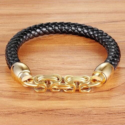 New Arrived Brand Genuine Leather Bracelets For Women European Fashion Knight Bracelets Stainless Steel Charm Bracelets Black