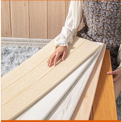 3D Wallpaper Self Adhesive Wood Grain Wall Sticker Kindergarten Christmas Decorations for Home Waterproof Foam Wall Sticker