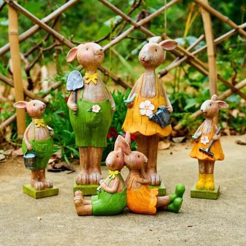 Nordic Resin Cute Animal Rabbit Sculpture Decoration Living Room Outdoor Garden Balcony Desktop Home Decor Ornaments