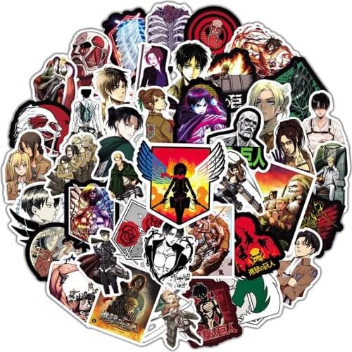 10/30/50pcs/pack Attack on Titan Anime Stickers For Notebook Motorcycle Skateboard Computer Mobile Phone Decal Cartoon Toy Cars