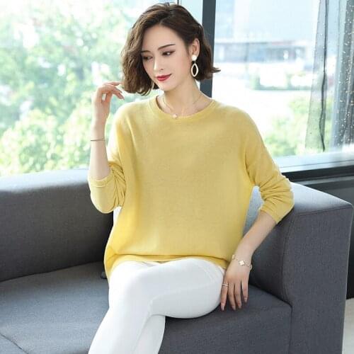 Women Pure 100% Wool Blouse Tops Autumn Spring Ladies Cashmere Sweater Pullovers Long Sleeve