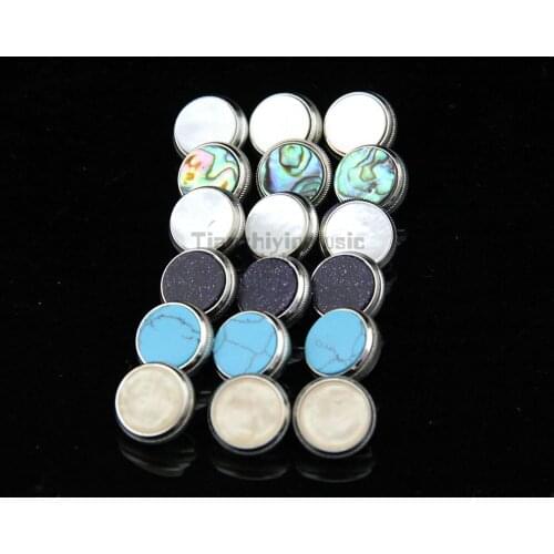 6set=18 pcs trumpet finger button pearl set real abalone shell flashing/pearl